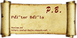 Péter Béla névjegykártya
